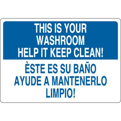 Bilingual Keep Washroom Clean Sign
