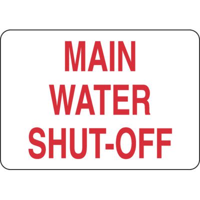 Main Water Shut-Off Safety Sign