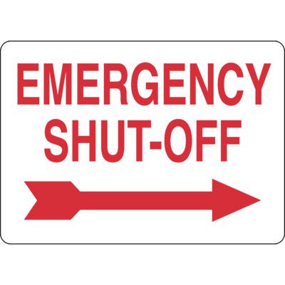 Emergency Shut-Off Sign (Right Arrow)
