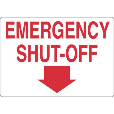Emergency Shut-Off Sign (Downward Arrow)