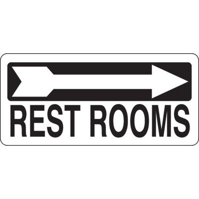 Restrooms With Right Arrow Sign
