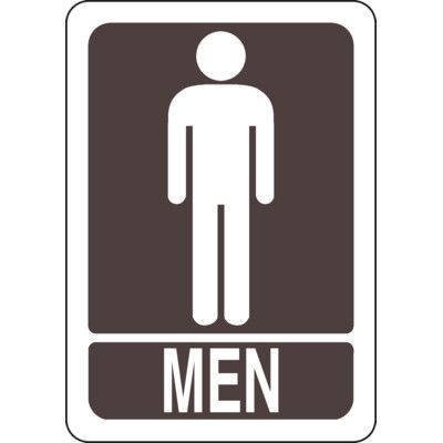 Men's Restroom Sign - White on Brown