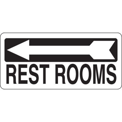 Restrooms With Left Arrow Sign