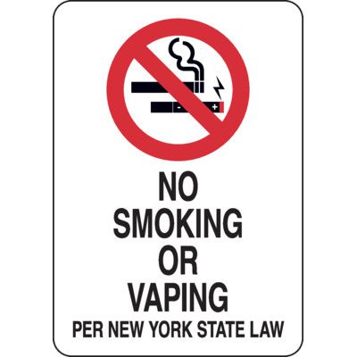 No Smoking or Vaping Per New York State Law Sign