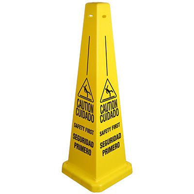 Bilingual Caution Safety First Cone
