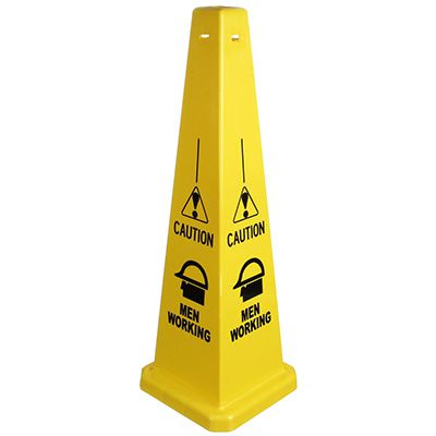 Caution Men Working Safety Cone