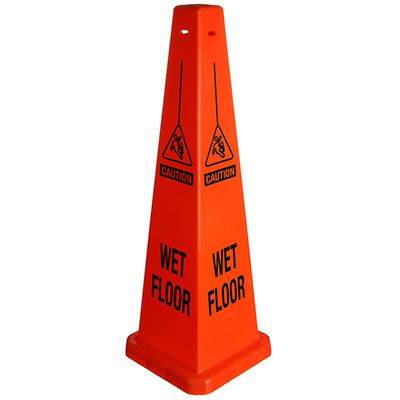 Caution Wet Floor Orange Cone