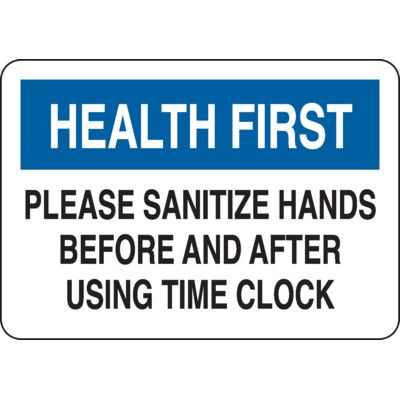 Sanitize Hands Before & After Using Time Clock Signs