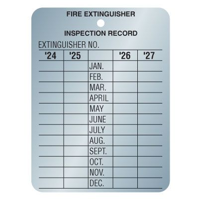 Metal Fire Extinguisher Inspection Tags 2024-2027