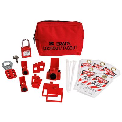 Electrical Breaker Lockout Tagout Kit with Nylon Safety Padlock in Pouch