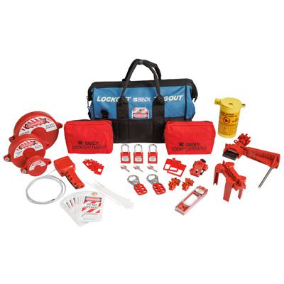 Electrical and Valve Lockout Tagout Kit with Nylon Safety Lockout Padlocks in Duffel Bag