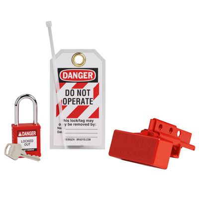 BatteryBlock Forklift Power Connector Lockout with Nylon Safety Padlock