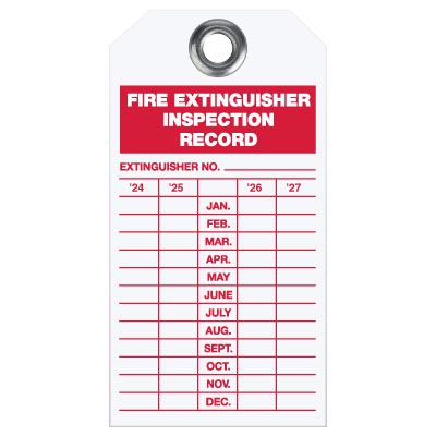 Plastic Fire Extinguisher Inspection Tags - 2024-2027