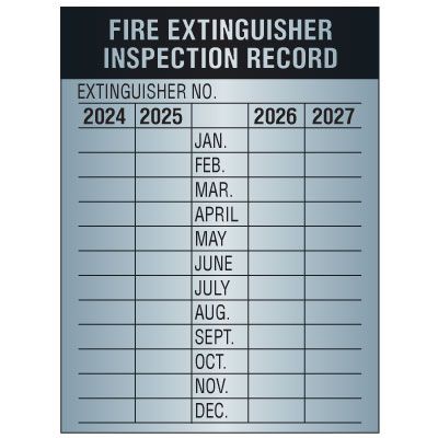 Aluminum Fire Extinguisher Inspection Labels - 2024-2027