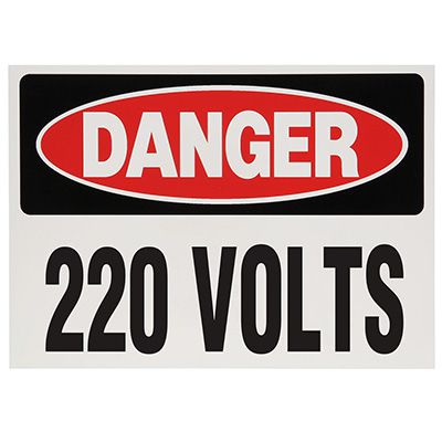 Voltage Warning Labels - Danger 220 Volts
