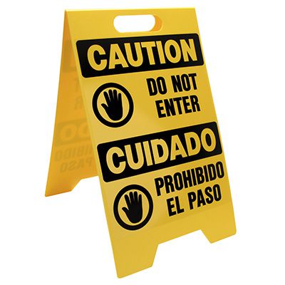 Bilingual Do Not Enter Portable Floor Stand