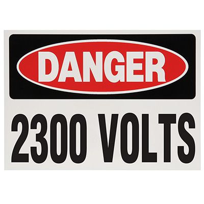 Voltage Warning Labels - Danger 2300 Volts