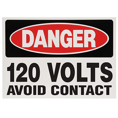 Voltage Warning Labels - Danger 120 Volts Avoid Contact