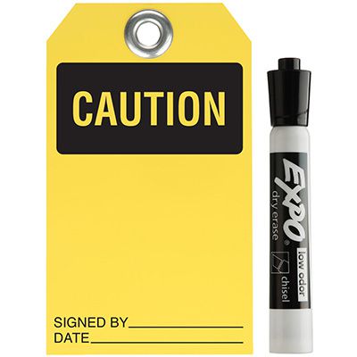 Caution Dry Erase Tag