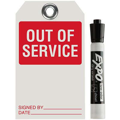 Out Of Service Dry Erase Tag