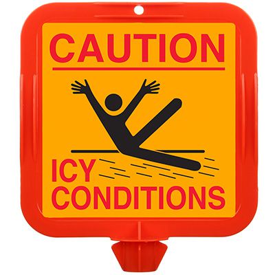 Caution Icy Conditions Safety Cone Sign