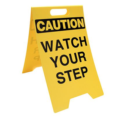 NIOSH Caution Watch Your Step Portable Flashing Floor Stand