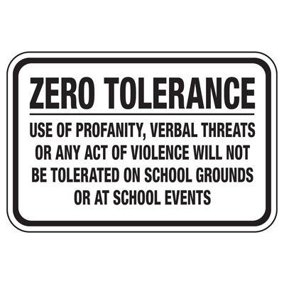 Zero Tolerance Use Of Profanity - Playground Sign