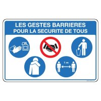 Panneau sur les 5 gestes barrières pour la sécurité de tous