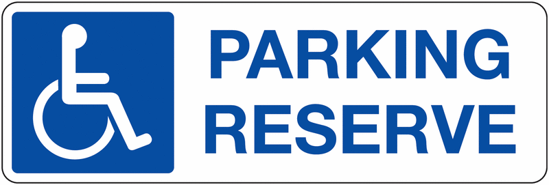 Panneau accessibilité avec symbole et texte Parking réservé