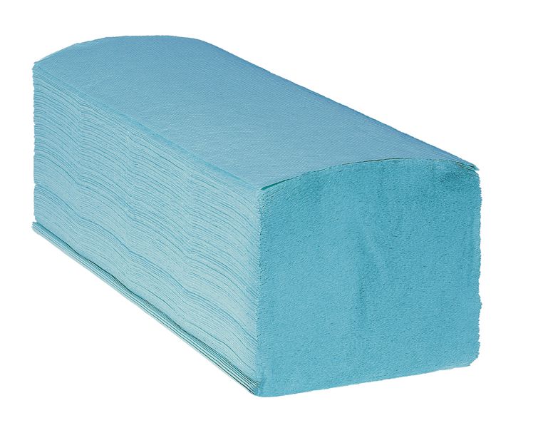 Papier essuie-mains plié bleu agroalimentaire