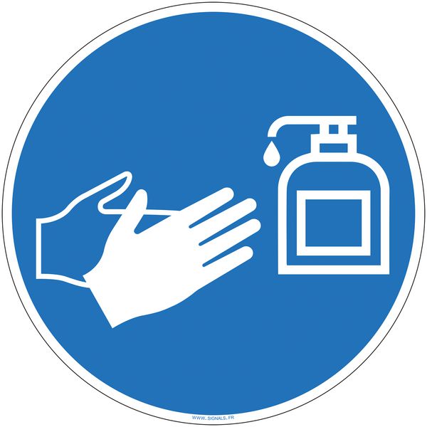 Panneau désinfection des mains au gel hydroalcoolique