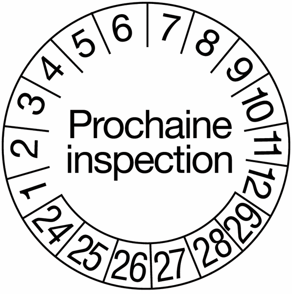 Pastilles calendrier avec texte - Prochaine inspection