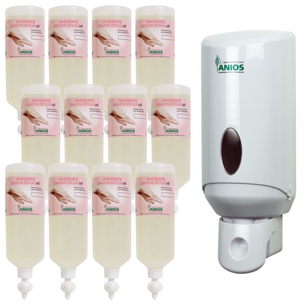 Offre pack 12 savons doux Airless Aniosafe + 1 distributeur