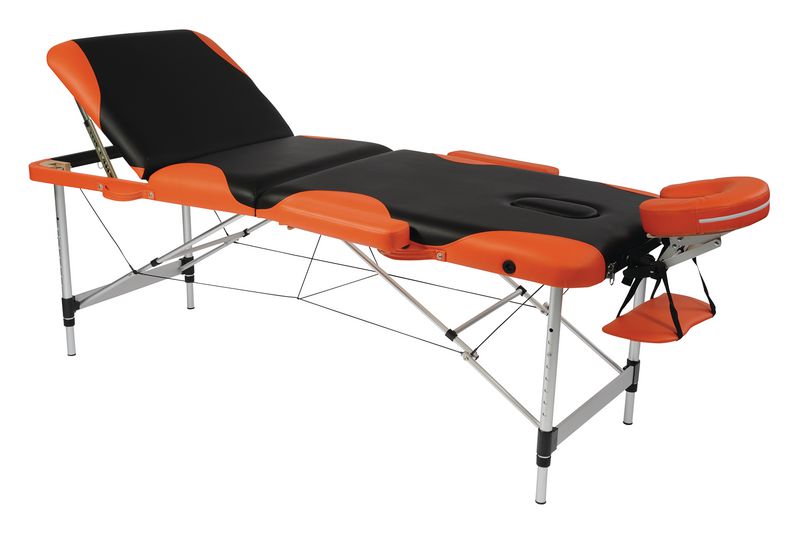 Table de massage pliante en aluminium avec têtière et trou visage