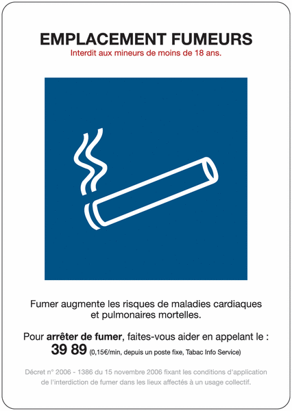 Affiche emplacement fumeurs