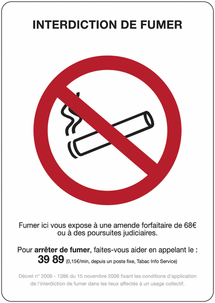 Affiche officielle Interdiction de fumer