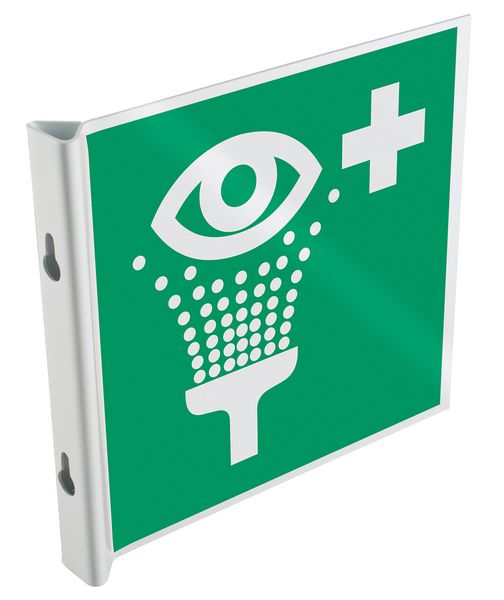 Panneau drapeau 2D NF EN ISO 7010 Rinçage des yeux