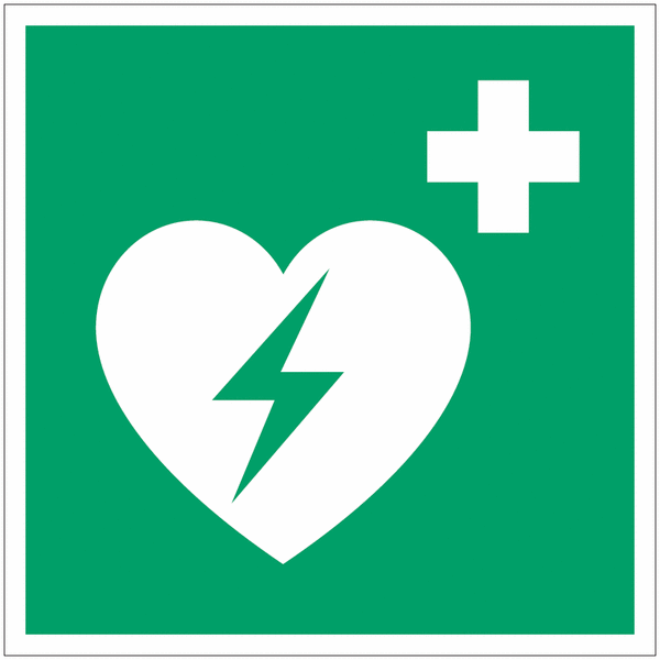 Panneau ISO 7010 de secours Défibrillateur externe pour le cœur