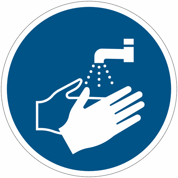 Panneau ISO 7010 Lavage des mains obligatoire