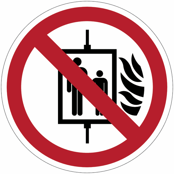 Panneau ISO 7010 Interdiction d'utiliser l'ascenseur en cas d'incendie