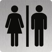 Signalétique alu anodisé brossé Toilettes hommes/femmes