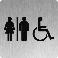 Signalétique alu brossé Toilettes homme/femme/handicapé