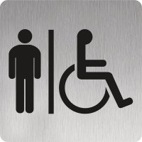 Signalétique alu brossé Toilettes hommes handicapés