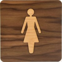 Plaque de porte en bois bi-matière Femme