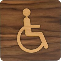 Plaque de porte en bois bi-matière Handicapés
