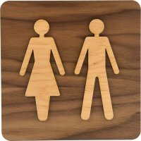 Plaque de porte en bois bi-matière Homme/Femme