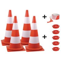 Kit cônes de signalisation et ruban rouge/blanc