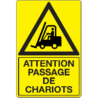 Panneau PVC Attention passage de chariots