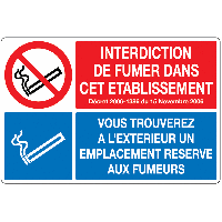 Panneau PVC Interdiction de fumer 2 ou 3 symboles