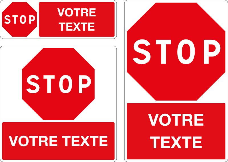 Panneau Stop avec texte personnalisé